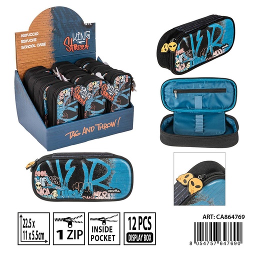 [0238748] Estuche ovalado escolar 22.5x11x5.5 cm - Accesorios de mochilas y organización