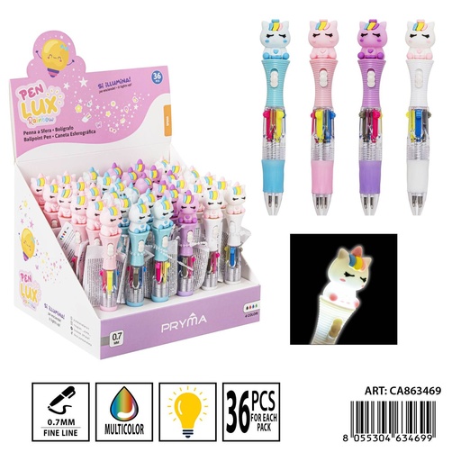 [0237043] Bolígrafo multicolor 4 en 1 con luz 0.7 mm 13 cm - Herramientas de escritura creativas