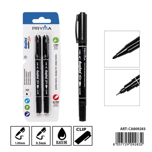 [0238441] Marcador con doble punta fina 0.5-1 mm (2 piezas) - Herramientas de escritura
