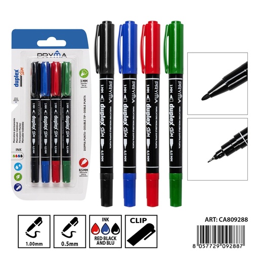 [0238445] Marcador de doble punta 0.5-1 mm (4 piezas) - Herramientas de escritura