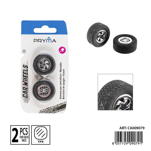 [0236986] Goma de borrar en forma de ruedas (2 piezas) - Material de oficina y escolar