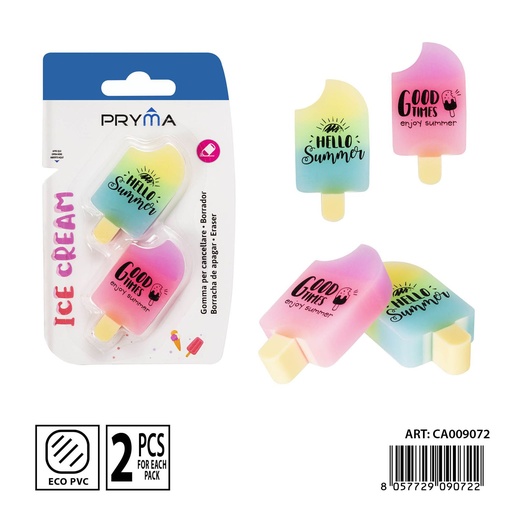 [0236983] Goma de borrar en forma de helados (2 piezas) - Material de oficina y escolar