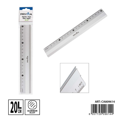 [0239734] Regla de aluminio 20 cm - Herramientas de escritura y papelería