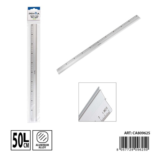 [0239737] Regla de aluminio 50 cm - Herramientas de escritura y papelería