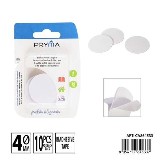 [0238200] Almohadilla adhesiva doble cara 4 cm 10 piezas - Papelería y etiquetado