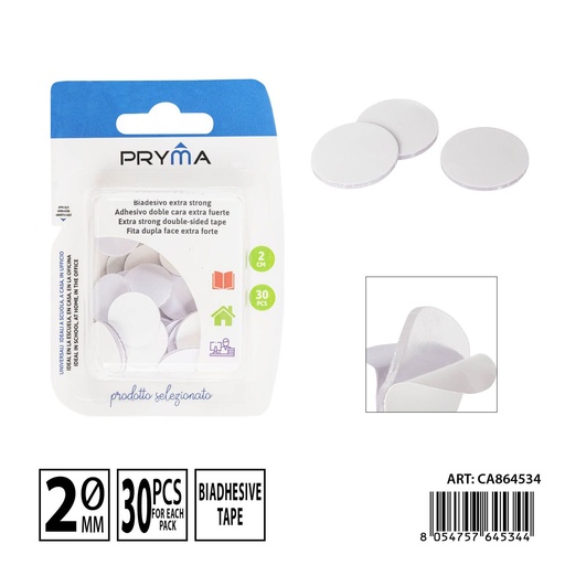 [0238201] Adhesivo doble cara extra fuerte 2 cm 30 piezas - Papelería y etiquetado