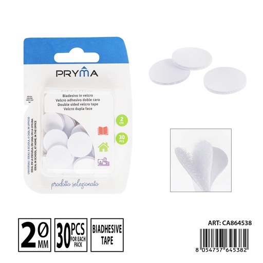 [0238205] Velcro adhesivo doble cara 2 cm 30 piezas - Papelería y etiquetado