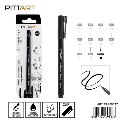 [0239677] Bolígrafo de punta pincel 0.8 mm negro - Herramientas de escritura y arte
