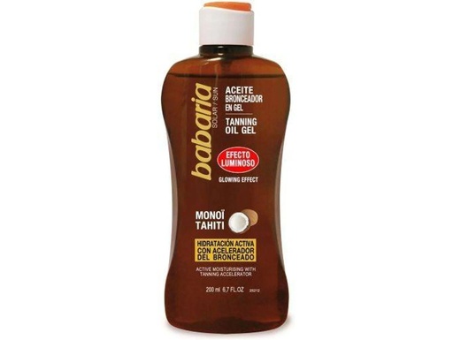[8410412000659] Aceite bronceador solar gel luminoso BABARIA 200ml - Productos de protección solar