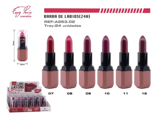 [A253-02]  Barra de Labios Fijo 24h 24u - Labios duraderos y maquillaje