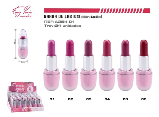 [A254-01]  Barra de Labios + Hidratación 24u - Labios hidratados y maquillaje