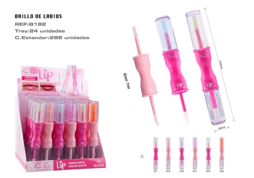 [B182-01]  Brillo Labial Duo + Hidratación 24u - Labios voluminosos y cuidados