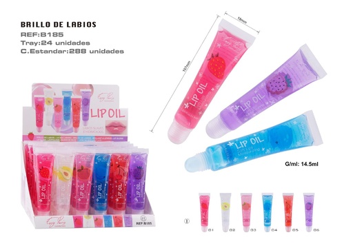 [B185-01]  Brillo Labial Fruit Hidratante 36u - Labios brillantes y cuidados
