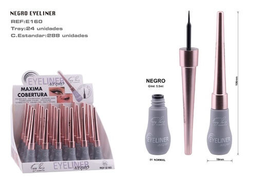 [E160-01]  Eyeliner Líquido Negro 24u - Maquillaje y delineadores de ojos