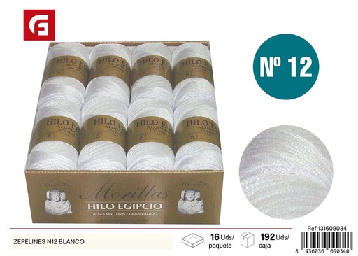 [131609034] Hilo Zeppeling N12 blanco - Accesorios de costura y mercería