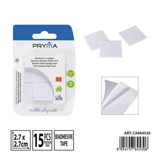 [0238197] Espuma adhesiva doble cara 2.7x2.7cm (15 piezas) - Artículos de pegado y manualidades