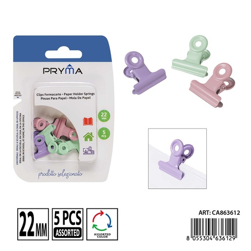 [0236749] Clips pinzas 22 mm 5 piezas - Útiles de oficina y accesorios