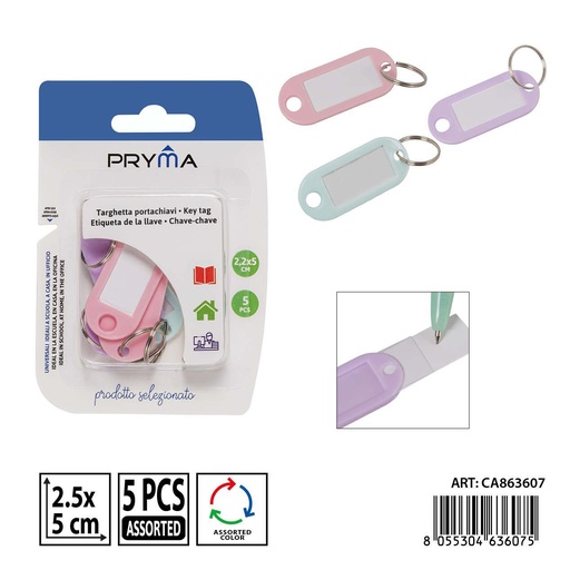 [0236744] Llaveros de plástico (5 piezas) - Accesorios para oficina y manualidades