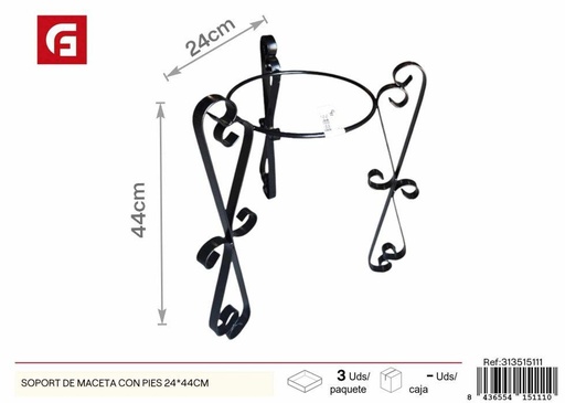[313515111] Soporte de maceta con pies 24*44 cm - Accesorios de jardinería y soporte para macetas