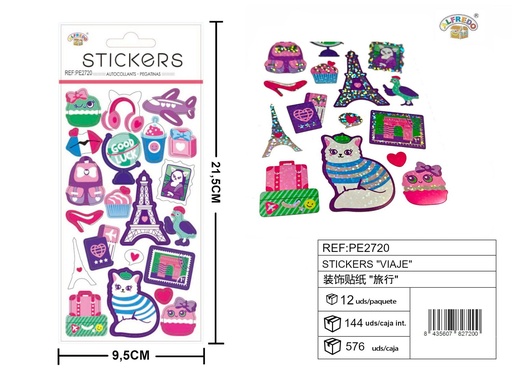 [PE2720] Stickers "Viaje" 9.5x21.5 cm - Accesorios y manualidades