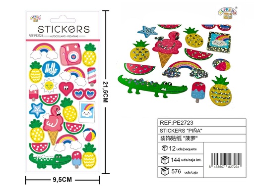 [PE2723] Stickers "Piña" 9.5x21.5 cm - Accesorios y manualidades