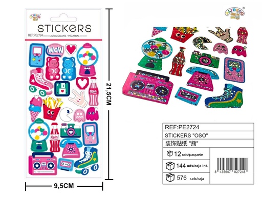 [PE2724] Stickers "Oso" 9.5x21.5 cm - Accesorios y manualidades