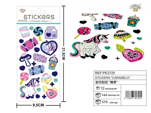 [PE2725] Stickers "Caramelo" 9.5x21.5 cm - Accesorios y manualidades
