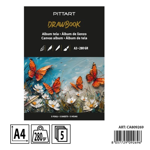 [0238457] Cuaderno de dibujo lienzo A4 8 hojas - Material de arte y dibujo