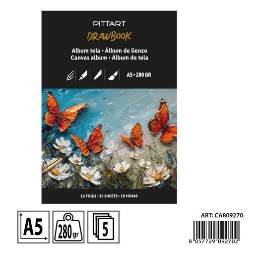 [0238458] Cuaderno de dibujo lienzo A5 10 hojas - Material de arte y dibujo