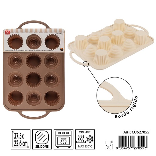 [0233929] Molde de silicona para tartas 12 piezas 37.5x22.6 cm - Utensilios de repostería
