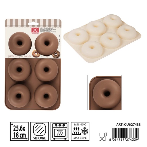 [0237705] Molde de silicona para rosquillas 25.6x18x2 cm - Utensilios de repostería y moldes