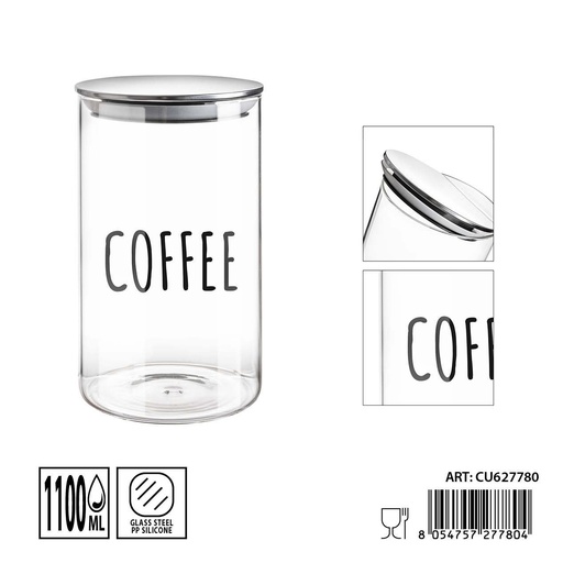 [0236269] Tarro de cristal con tapa 10x17.5 cm 1100 ml - Accesorios de almacenamiento en cocina