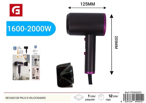 [170169201] Secador de pelo con 2 velocidades - Electrónica y herramientas de cuidado del cabello