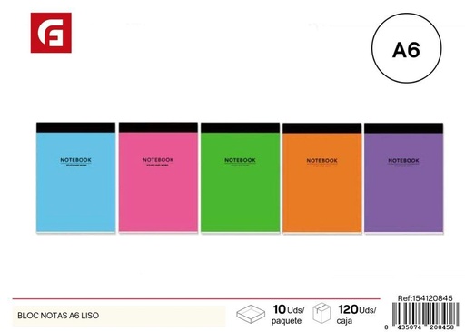 [154120845] BLOC de notas A6 liso - Material escolar y papelería