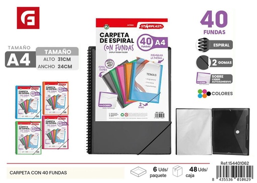 [154401062] Carpeta con 40 fundas - Material de oficina y organización