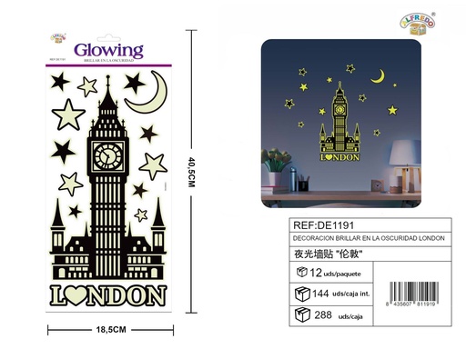 [DE1191] Decoración brillar en la oscuridad Londres 18.5x40.5 cm - Artículos de decoración