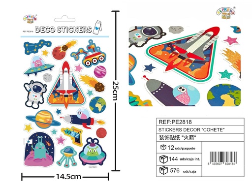 [PE2818] Stickers decor "cohete" 14.5x25 cm - Artículos decorativos 