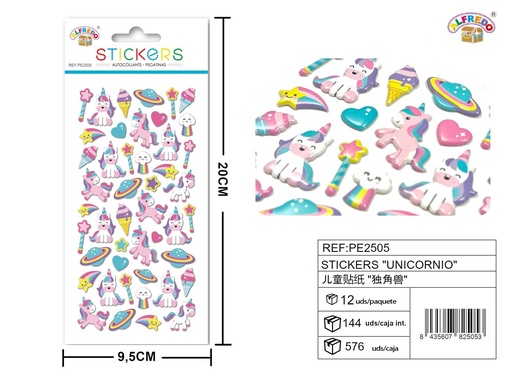[PE2505] Stickers "unicornio" 9.5x20 cm - Pegatinas infantiles