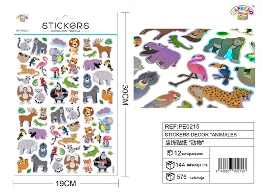 [PE0215] Stickers decorativos "Animales" 19x30 cm - Pegatinas infantiles creativas