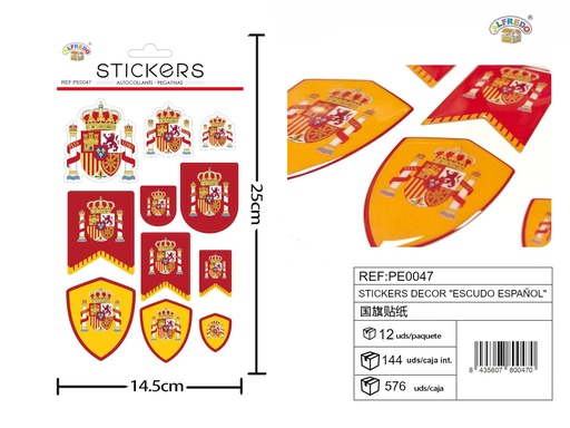 [PE0047] Stickers decorativos "Escudo Español" 14x21 cm - Pegatinas de banderas