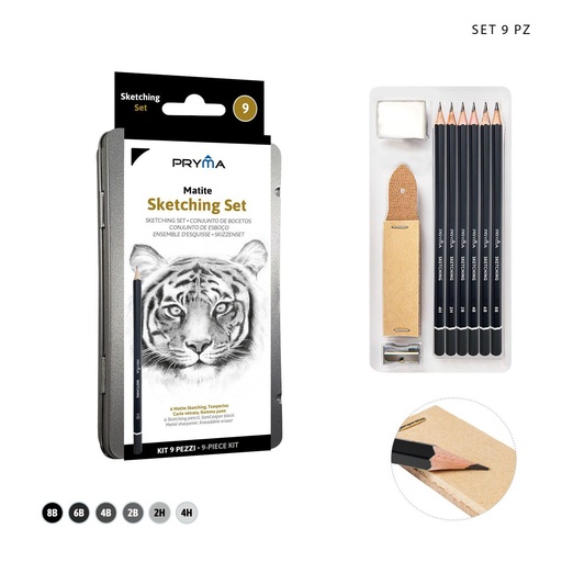 [0223240] Set de lápices de dibujo 9 piezas - Artículos de bellas artes