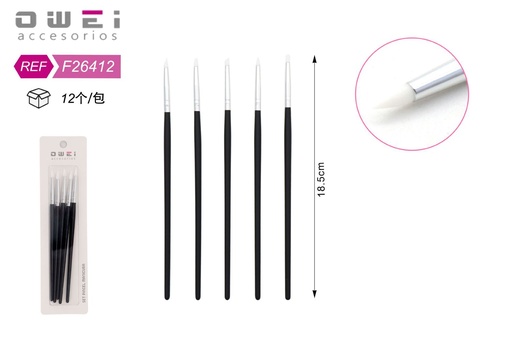 [8428947264125] Set de pinceles para manicura 5 piezas 12 unidades F26412 - Accesorios de belleza