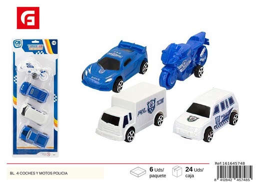 [161645748] Juguete coche Speed & Go - Paquete de 4 coches y motos