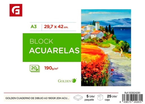 [150824281] Cuaderno de dibujo A3 190gr 20h acuarela - Material escolar