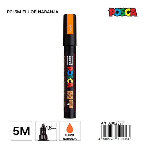 [A002377] Marcador POSCA 1.8mm PC-5M fluor naranja - Material de marca