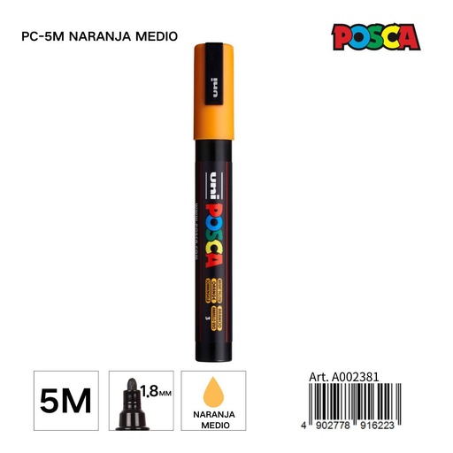 [A002381] Marcador POSCA 1.8mm PC-5M naranja medio - Material de marca