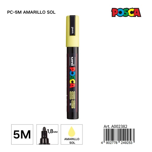 [A002382] Marcador POSCA 1.8mm PC-5M amarillo sol - Material de marca