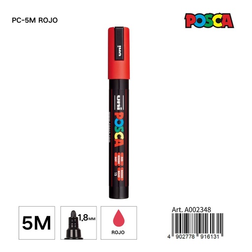 [A002348] Marcador POSCA rojo 1.8MM - Artículos de papelería y manualidades