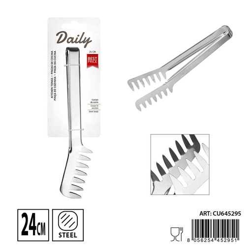 [0239130] Pinza de cocina multfunción de acero inoxidable 24x3.6cm - Utensilios de cocina