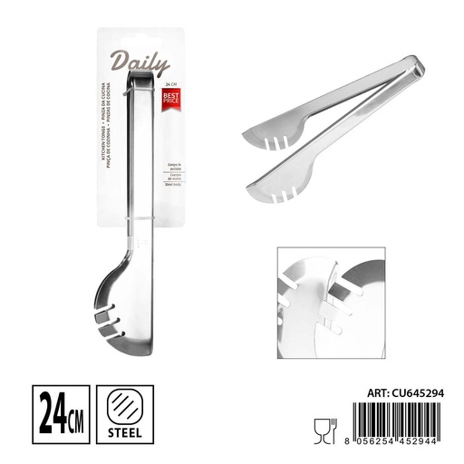 [0239129] Pinza de cocina multfunción de acero inoxidable 24x4.8cm - Utensilios de cocina